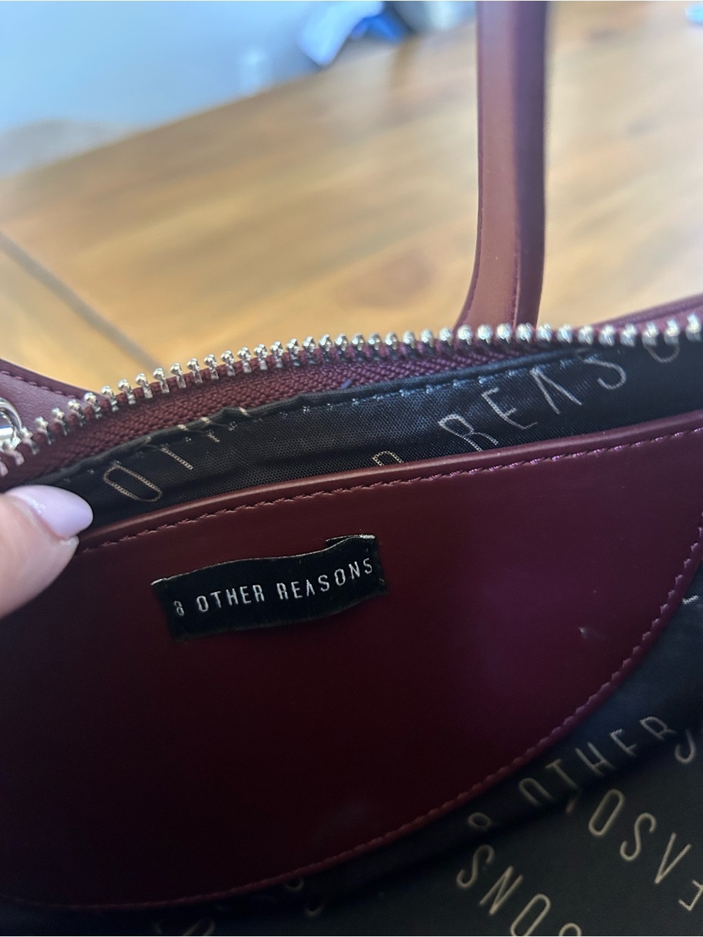 Women's Crescent Shoulder Bag in Deep Burgundy - Picture 5 of 11